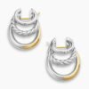 DY Mercer&reg; Three Row Hoop Earrings Sterling Silver with 18K Yellow Gold and Diamonds, 21mm