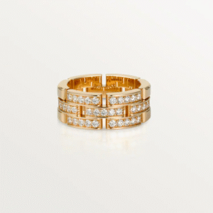 MAILLON PANTH&Egrave;RE RING, 3 HALF DIAMOND-PAVED ROWS