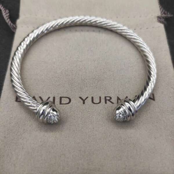 Classic Cable Bracelet Silver and  Half Diamonds 5 MM