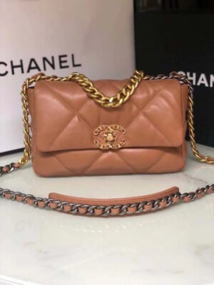 828727CA-8B9E-E510-D802-9A98125BBB8F.jpg Chanel 19 Handbag 26cm Brown For Women AS1160