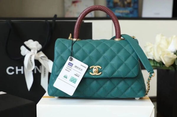 83B4E82C-05AC-5738-83D3-B056A5E185AB.jpg Chanel Medium Flap Bag With Top Handle Teal For Women, Womens Handbags, Shoulder And Crossbody Bags 9in/23cm A92990