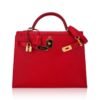 Kelly 28 Sellier Bag Rouge Casaque Epsom Leather with Gold Hardware