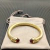 7mm Cable Bracelet with Garnet & Diamond Accents
