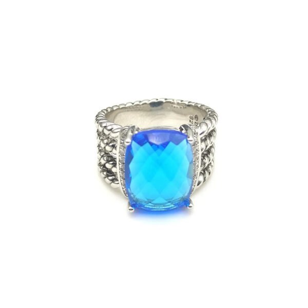 Petite Wheaton&reg; Ring Sterling Silver with Hampton Blue Topaz and Diamonds