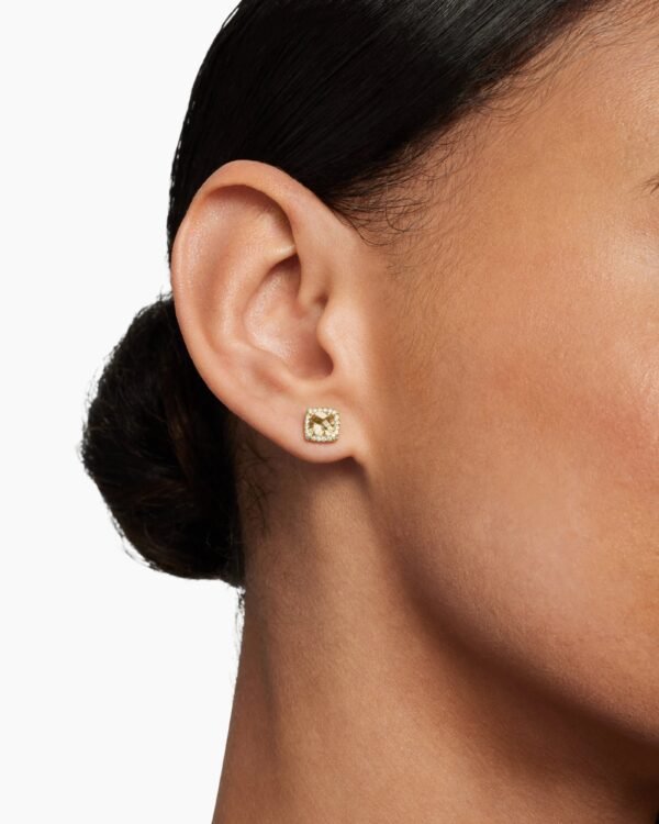 Petite Chatelaine&reg; Pav&eacute; Bezel Stud Earrings 18K Yellow Gold with Champagne Citrine and Diamonds, 5mm