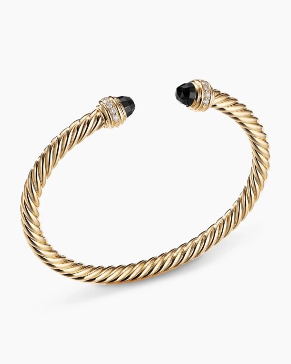 Classic Cablespira&reg; Bracelet 18K Yellow Gold with Black Onyx and Diamonds, 5mm