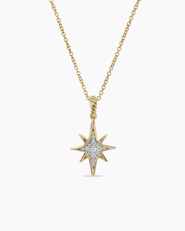 Cable Collectibles North Star Necklace 18K Yellow Gold with Pave Diamonds, 21.6mm