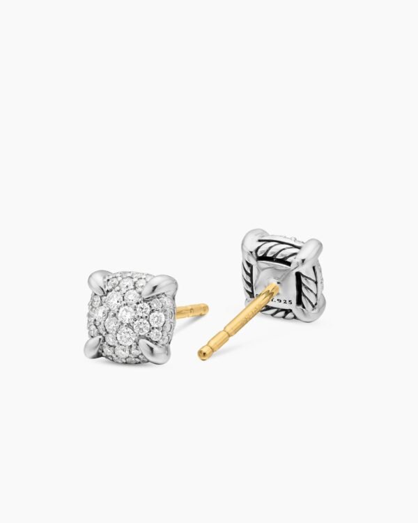 Petite Chatelaine&reg; Stud Earrings Sterling Silver with Pav&eacute; Diamonds, 9mm