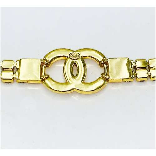 853F9398-DA38-8FF3-5F42-E651799ACB7B.jpg Authentic Heavy Gilt Necklace CC Logo set with Seed Pearls and Crystals