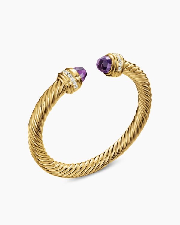 857BC53F-716D-CE66-BC5E-CE401467683B.jpg Classic Cablespira® Bracelet 18K Yellow Gold with Amethyst and Diamonds, 7mm