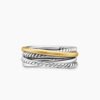 Crossover Band Ring Sterling Silver with 18K Yellow Gold, 6.8mm - 6