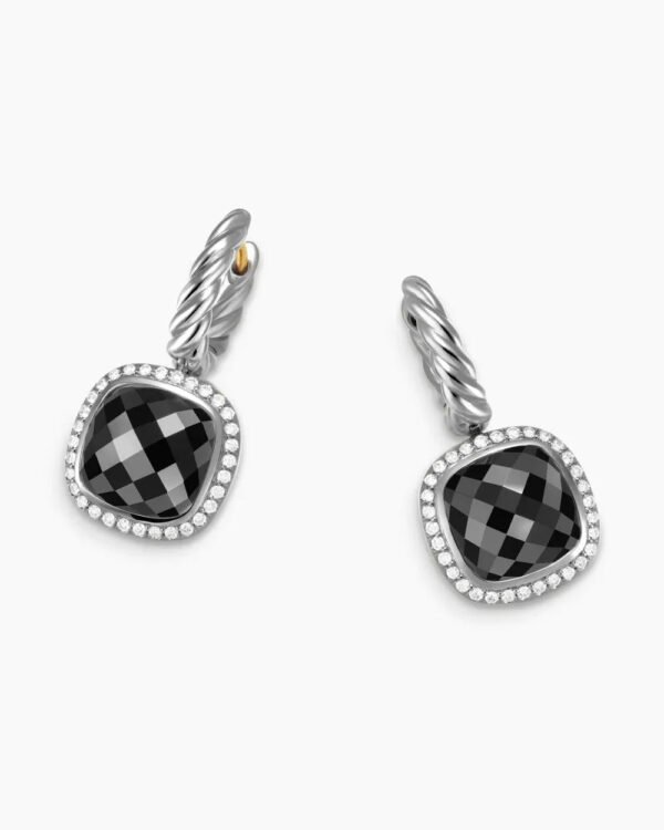 Albion&reg; Drop Earrings Sterling Silver with Black Onyx and Diamonds