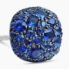 Cushion Stud Earrings 18K White Gold with Pav&eacute; Sapphires, 8mm