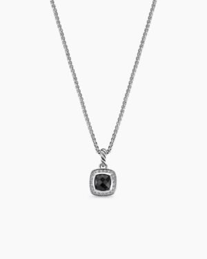 Petite Albion&reg; Pendant Necklace Sterling Silver with Black Onyx and Diamonds, 7mm