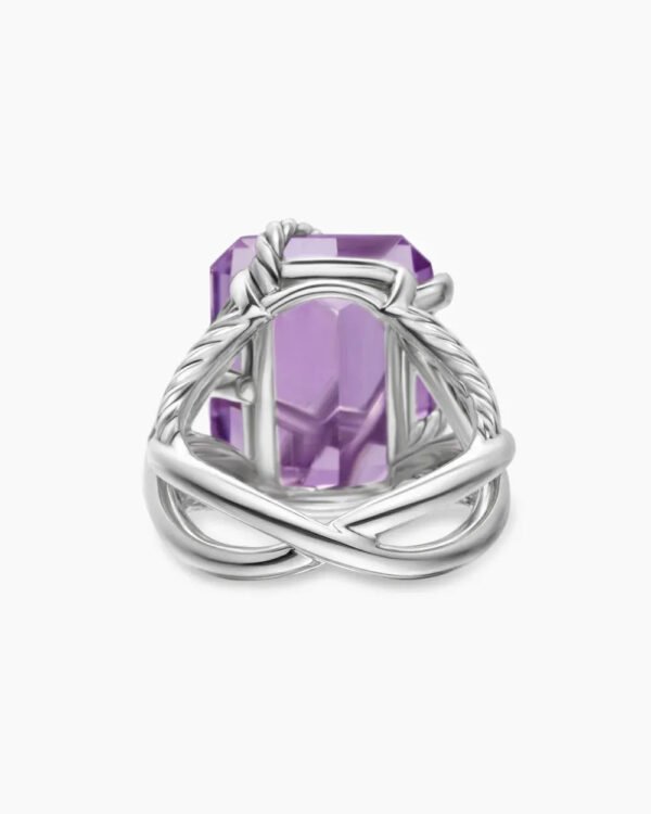 Cable Wrap Ring Sterling Silver with Lavender Amethyst and Diamonds - 6