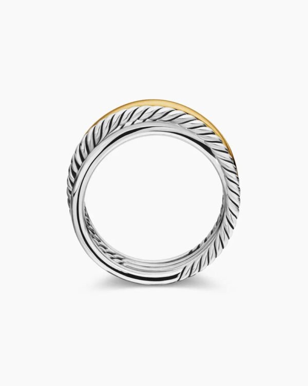 Crossover Band Ring Sterling Silver with 18K Yellow Gold, 6.8mm - 6