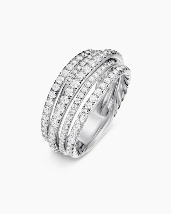 Pav&eacute; Crossover Ring 18K White Gold with Diamonds - 6