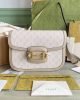 Gucci Horsebit 1955 Canvas Small Shoulder Bag White Beige