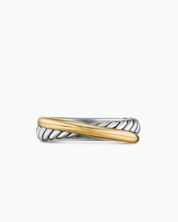 874B2054-B49E-A4B9-1C60-85791C6B1845.jpg Crossover Band Ring Sterling Silver with 18K Yellow Gold - 6