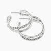 Crossover Hoop Earrings Sterling Silver, 33.7mm
