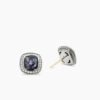 Albion Stud Earrings Sterling Silver with Black Orchid and Diamonds, 7mm