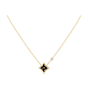 Color Blossom Bb Star Pendant, Yellow Gold, Onyx And Diamond