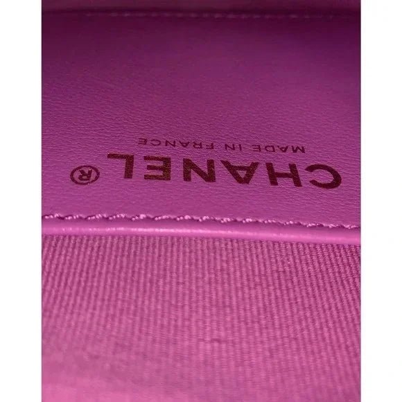 Chanel Heart Zipped Arm Coin Purse 22S Purple/Black Ap2786 - black