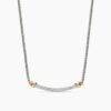Petite Helena Wrap Station Necklace Sterling Silver with 18K Yellow Gold and Diamonds, 29mm
