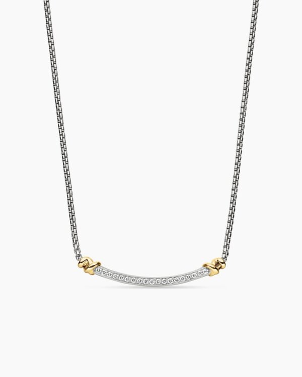 Petite Helena Wrap Station Necklace Sterling Silver with 18K Yellow Gold and Diamonds, 29mm