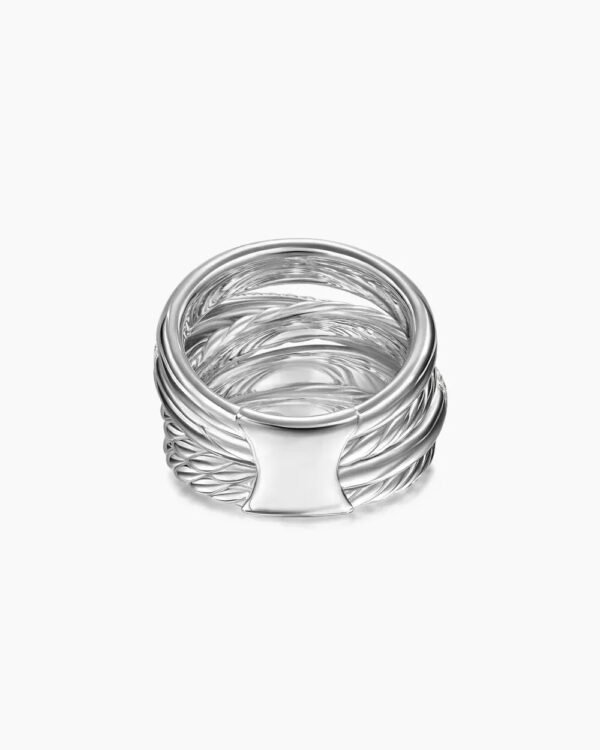 Crossover Five Row Ring Sterling Silver with Diamonds, 17.5mm - 6