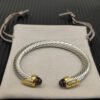 7mm Cable Bracelet with Amethyst & Diamond Accents ??Gold Cap