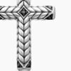 Chevron Cross Pendant Sterling Silver with Black Diamonds