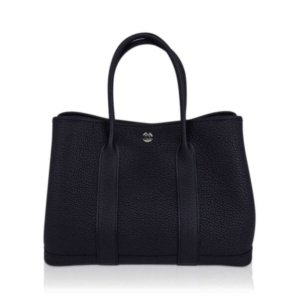 Garden Party 30 Bag Black Vache Country Leather with Palladium Hardware