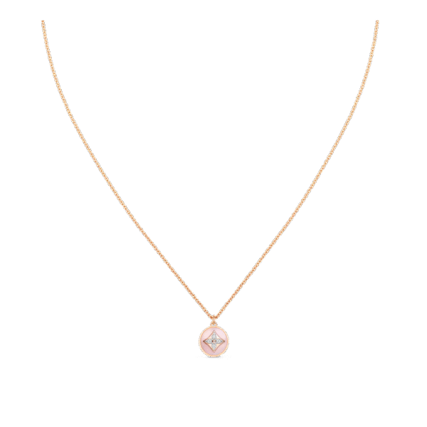 B Blossom Pendant, Pink Gold, White Gold, Pink Opal And Diamonds