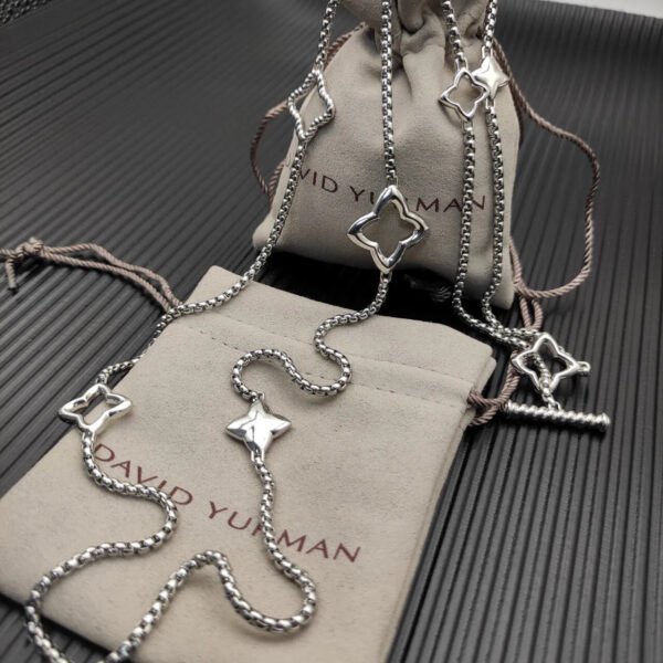 David Yurman Sterling Silver Quatrefoil Chain Necklace