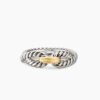 Cable Loop Band Ring Sterling Silver with 18K Yellow Gold, 7mm