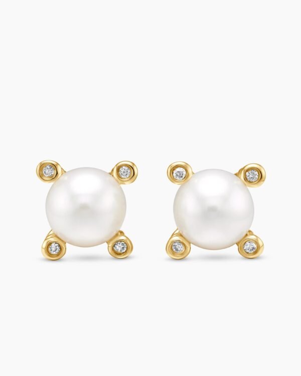 8B705EE5-4FE7-4183-3B8F-C76BCECA09A1.jpg Pearl Stud Earrings 18K Yellow Gold with Pearls and Diamonds, 7.4mm