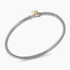 Classic Cable Heart Station Bracelet Sterling Silver with 18K Yellow Gold, 3mm - 17cm