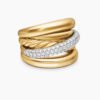 8C24B912-EDBC-BDB1-A768-0E55A88A8D92.jpg Pavé Crossover Five Row Ring 18K Yellow Gold with Diamonds - 6