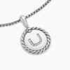 Initial Charm Necklace Sterling Silver with Diamond U