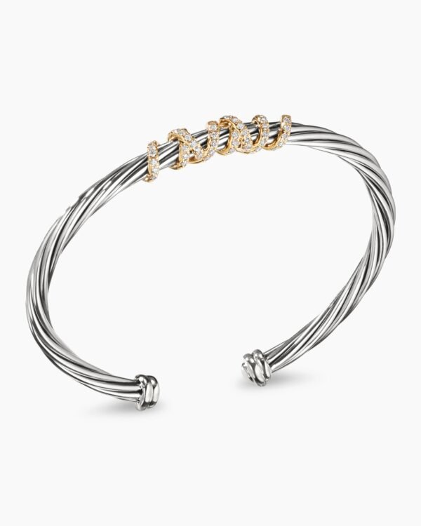 8D0A6081-5B56-57B3-9E8D-A2E4D3C5F303.jpg Helena Center Station Bracelet Sterling Silver with 18K Yellow Gold and Diamonds, 4mm