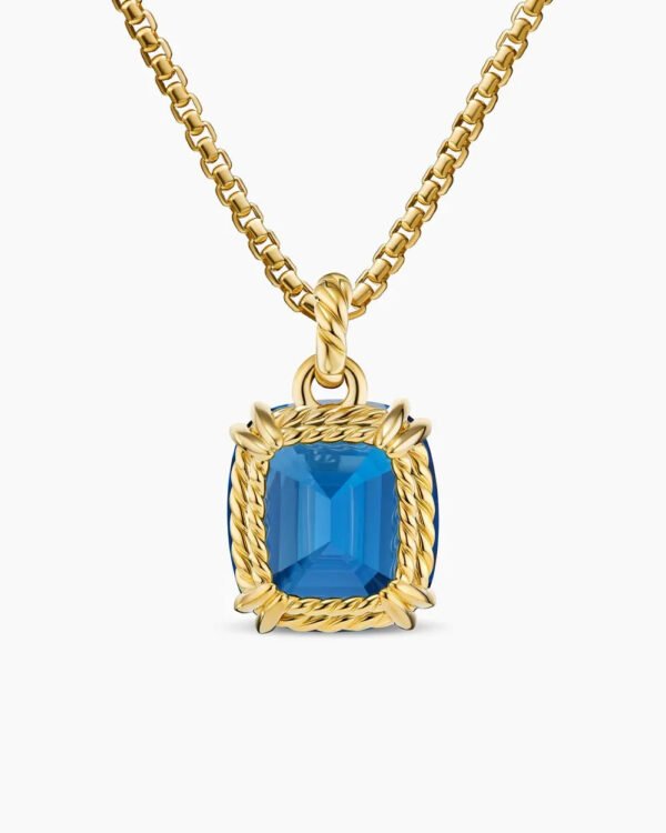 Marbella Pendant 18K Yellow Gold with Hampton Blue Topaz, 22mm