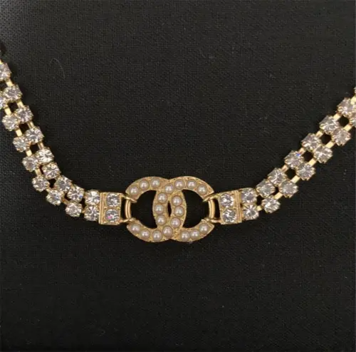 8EDFA368-8380-BDBD-C671-39A561A3527A.png CC logo choker necklace gold pearls rhinestones