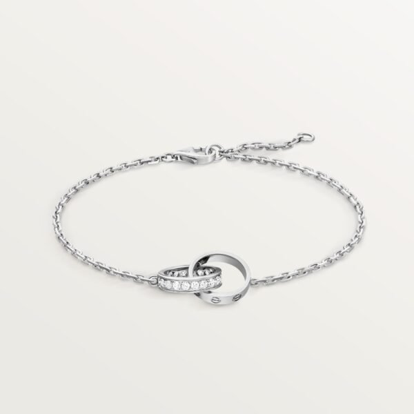 LOVE BRACELET, ON CHAIN, SEMI-PAVED