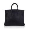 Birkin 25 Bag Black Matte Alligator with Gold Hardware