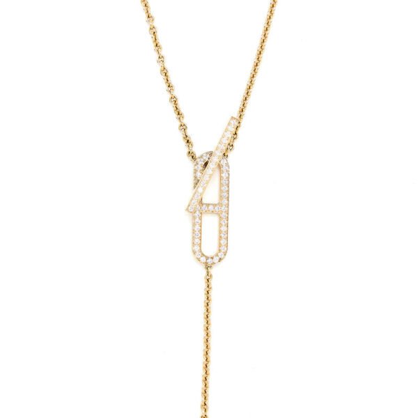EVER CHAINE D??ANCRE LARIAT NECKLACE GOLD WITH DIAMONDS