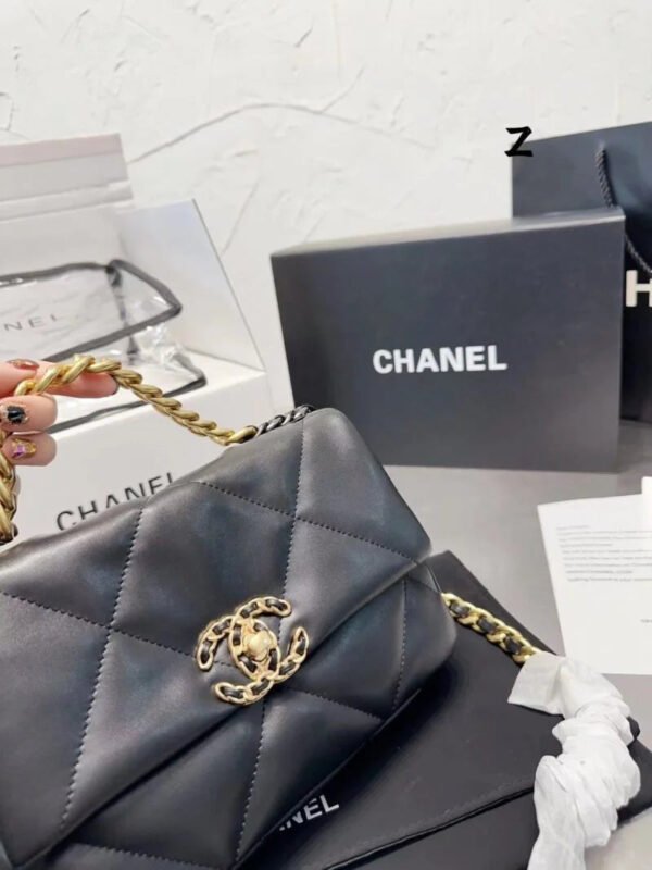 Chanel 19 Hand 2Way Chain Shoulder Bag As1160 Lamb Leather Black Used Women