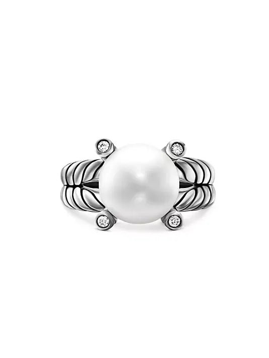 David Yurman  Cable Collectibles&reg; Pearl Ring with Diamonds - 6