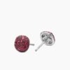 Cushion Stud Earrings 18K White Gold with Pav&eacute; Red Rubies, 8mm