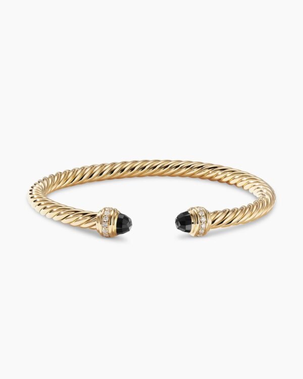 Classic Cablespira&reg; Bracelet 18K Yellow Gold with Black Onyx and Diamonds, 5mm